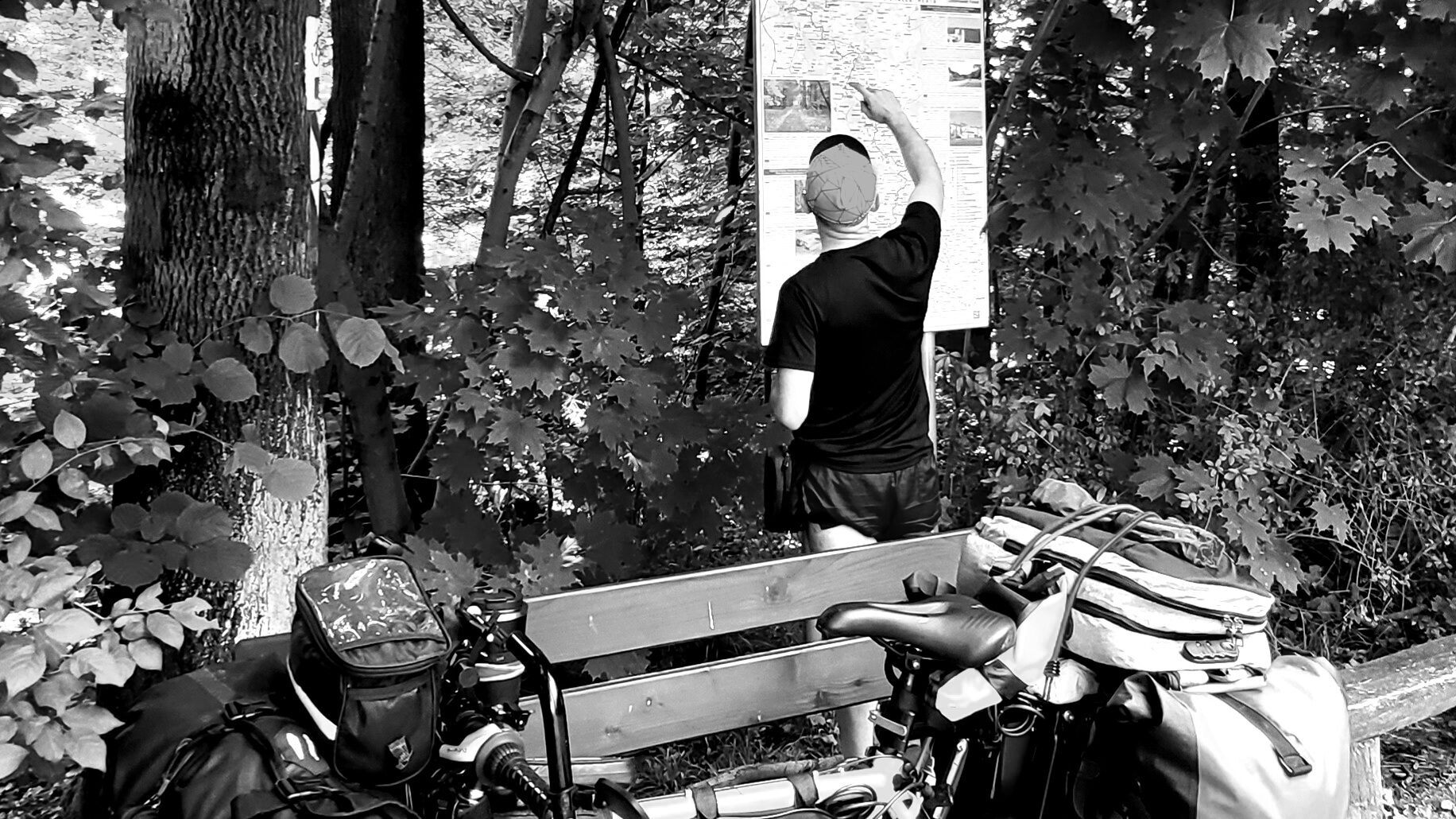 Turystyka rowerowa: planowanie trasy w lesie z mapą i sprzętem na rowerze - inspiracja na wyprawy