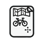 Ikona mapy i roweru – symbol planowania tras rowerowych w Przewodniku po Mazurach.