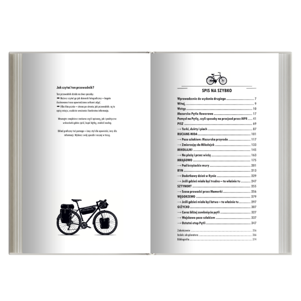 Zestaw Mazurska Pętla Rowerowa. Przykładowe strony przewodnika