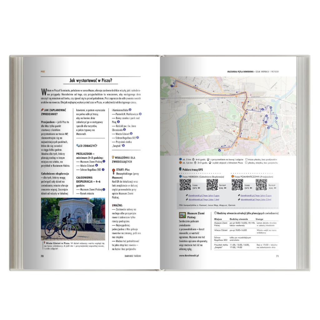 Przykładowe strony przewodnika Mazurska Pętla Rowerowa